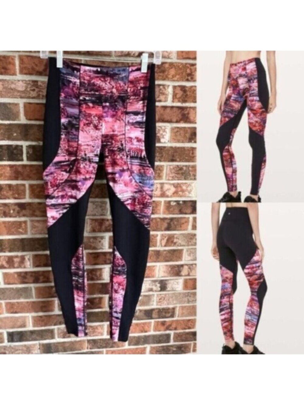 Lululemon ^* Sweat & Repeat Tight *28" Black / Dahlia scape Multi EUC 6